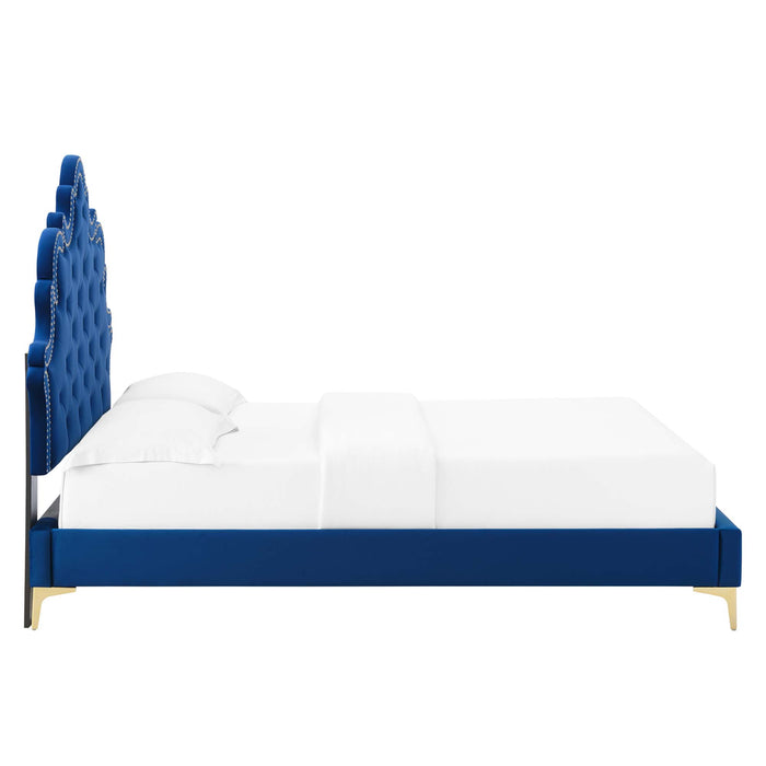 Sasha Button-Tufted Performance Velvet Twin Bed