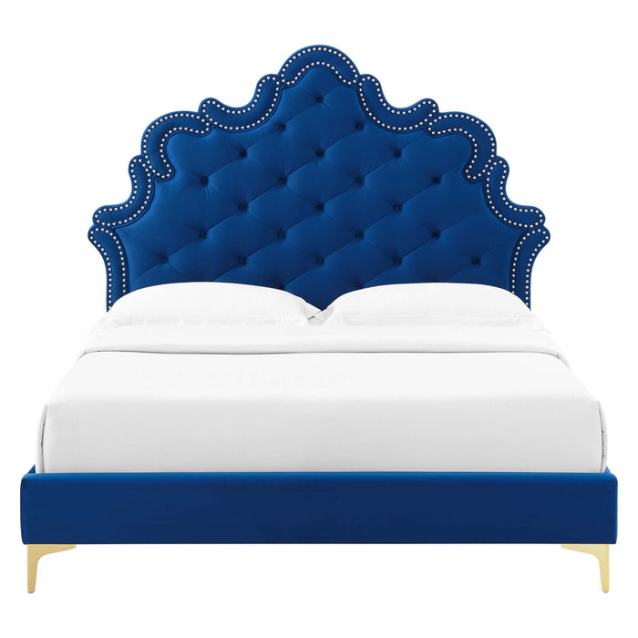 Sasha Button-Tufted Performance Velvet Twin Bed