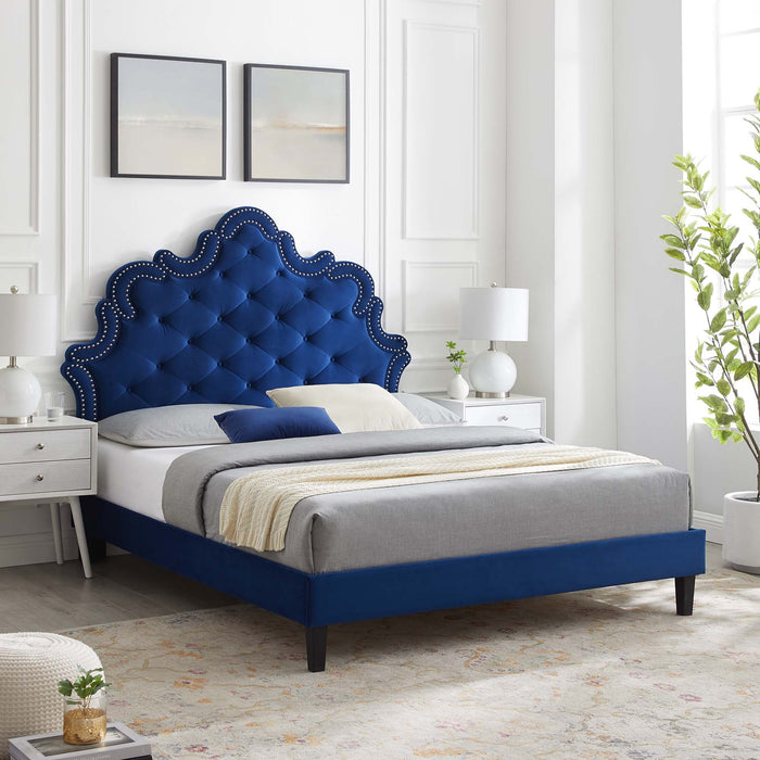 Sasha Button-Tufted Performance Velvet Twin Bed