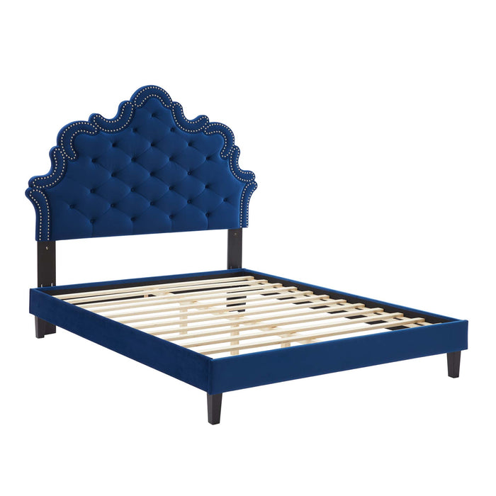 Sasha Button-Tufted Performance Velvet Twin Bed