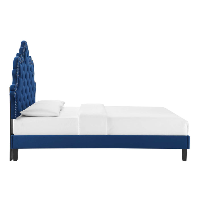 Sasha Button-Tufted Performance Velvet Twin Bed