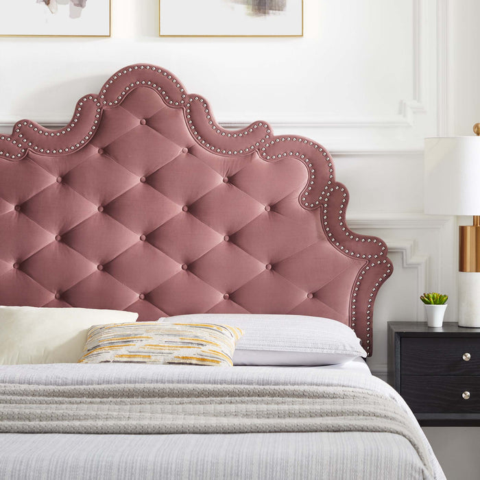 Sasha Button-Tufted Performance Velvet King Bed