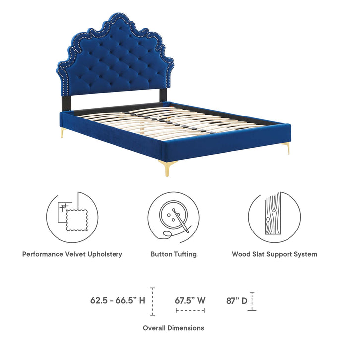 Sasha Button-Tufted Performance Velvet King Bed