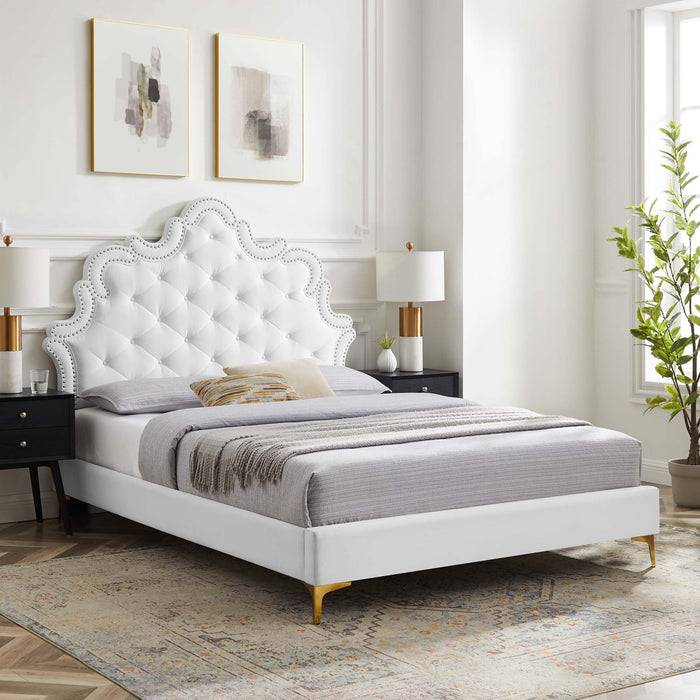 Sasha Button-Tufted Performance Velvet King Bed