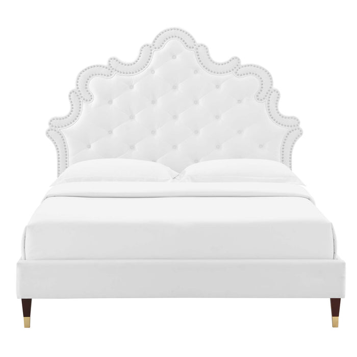 Sasha Button-Tufted Performance Velvet King Bed