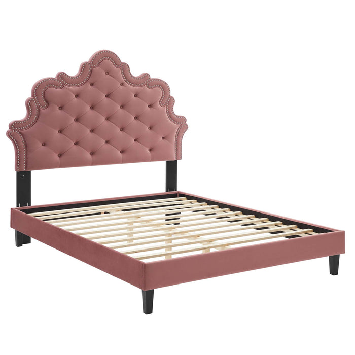 Sasha Button-Tufted Performance Velvet King Bed