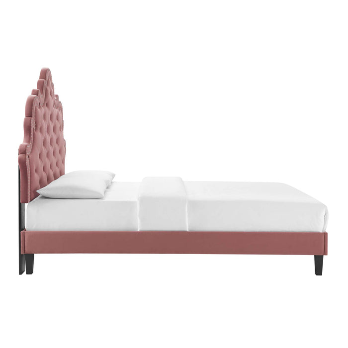 Sasha Button-Tufted Performance Velvet King Bed