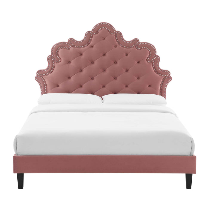 Sasha Button-Tufted Performance Velvet King Bed