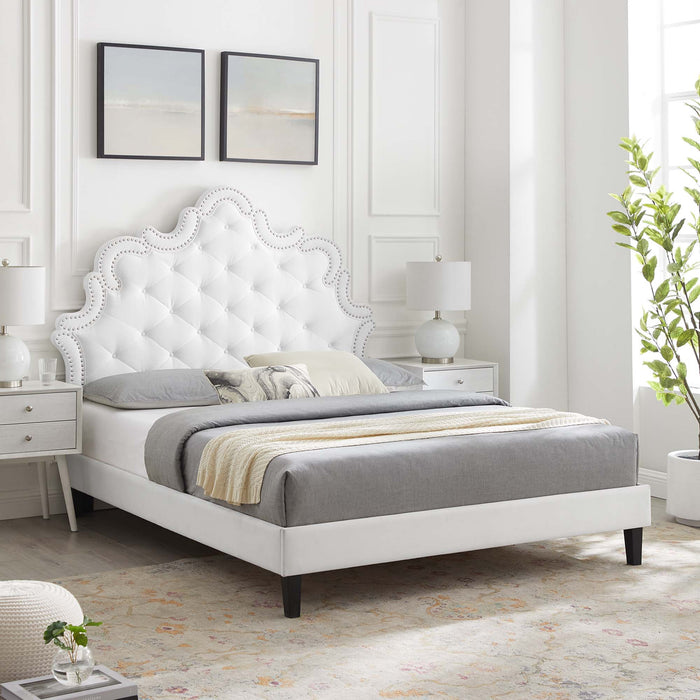 Sasha Button-Tufted Performance Velvet King Bed