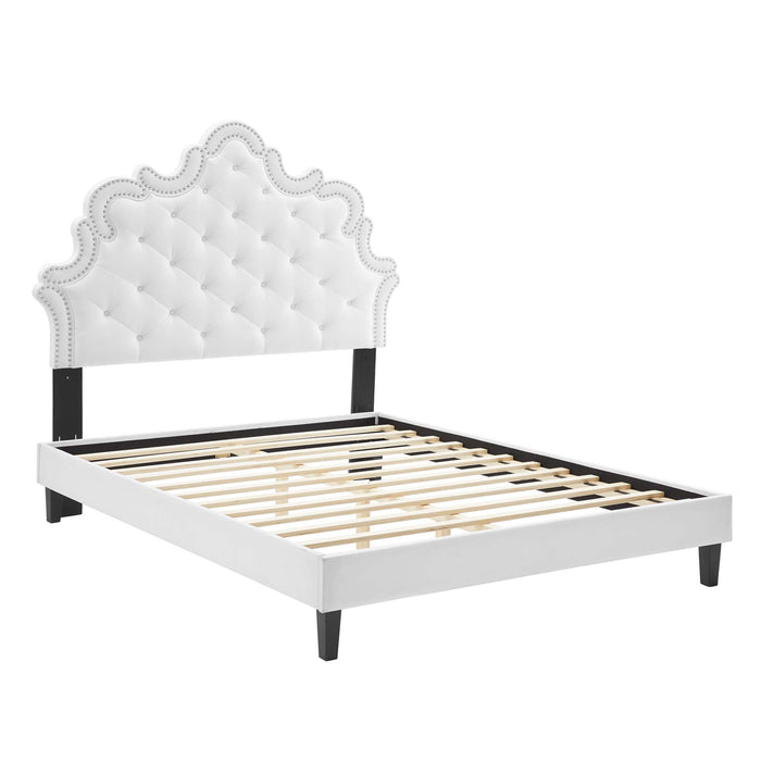 Sasha Button-Tufted Performance Velvet King Bed