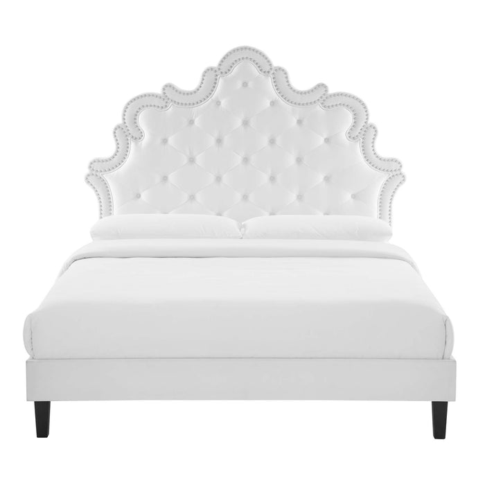 Sasha Button-Tufted Performance Velvet King Bed