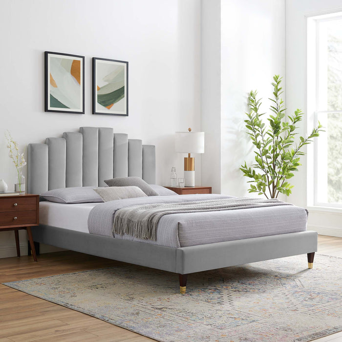 Elise Full Performance Velvet Platform Bed