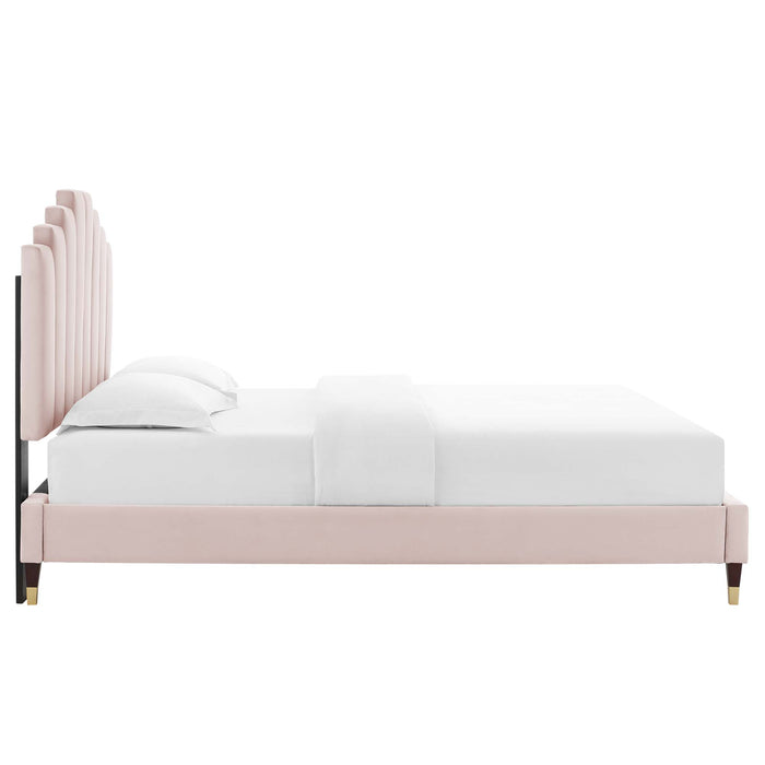 Elise Full Performance Velvet Platform Bed