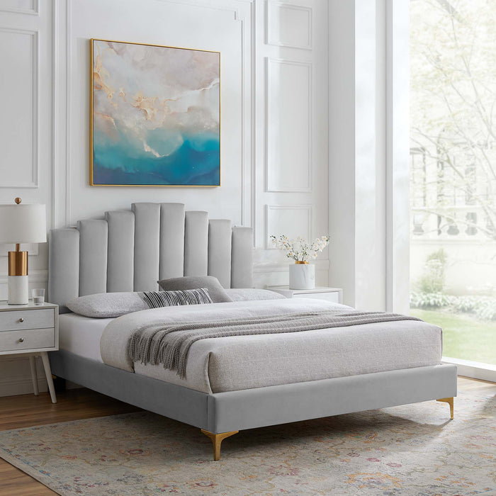 Elise Full Performance Velvet Platform Bed