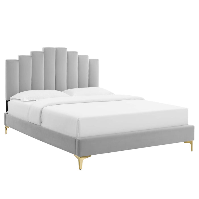 Elise Full Performance Velvet Platform Bed