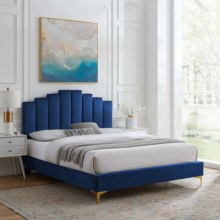 Elise Full Performance Velvet Platform Bed