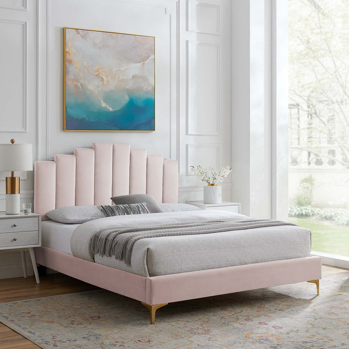 Elise Full Performance Velvet Platform Bed