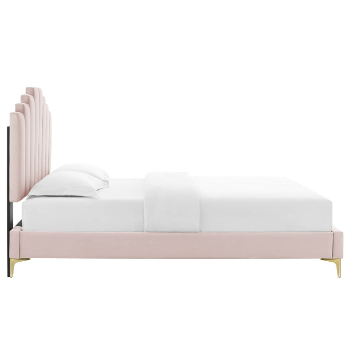 Elise Full Performance Velvet Platform Bed