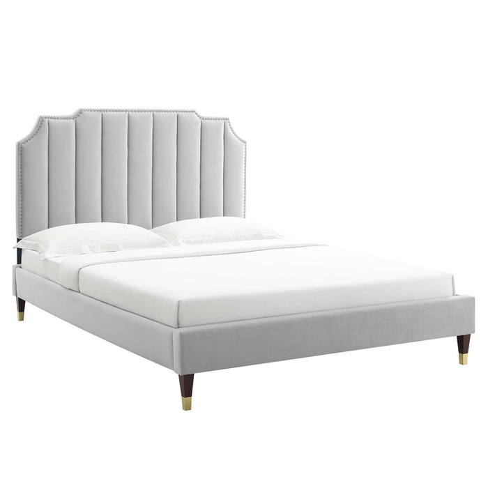 Colette Full Performance Velvet Platform Bed