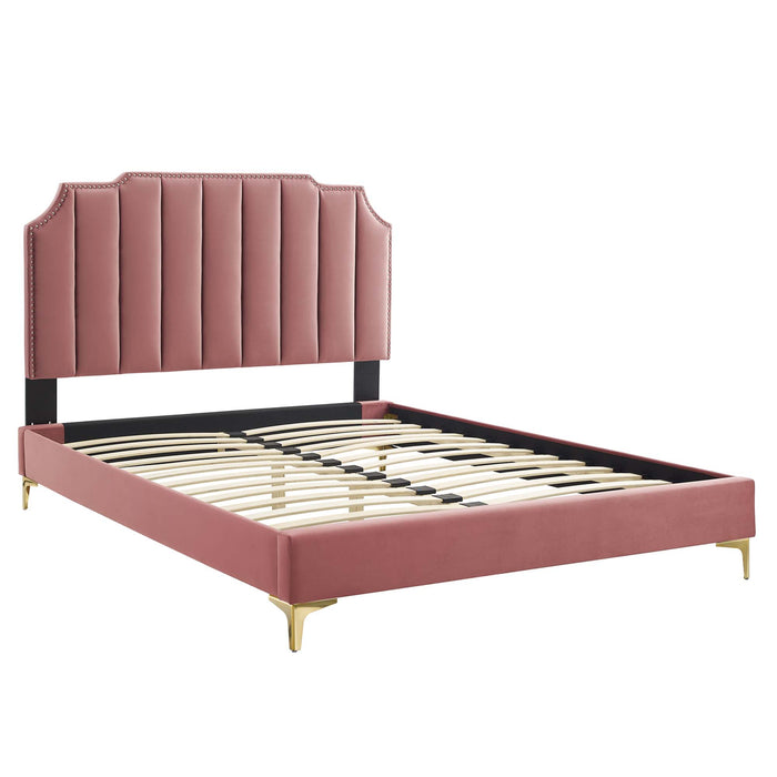 Colette King Performance Velvet Platform Bed