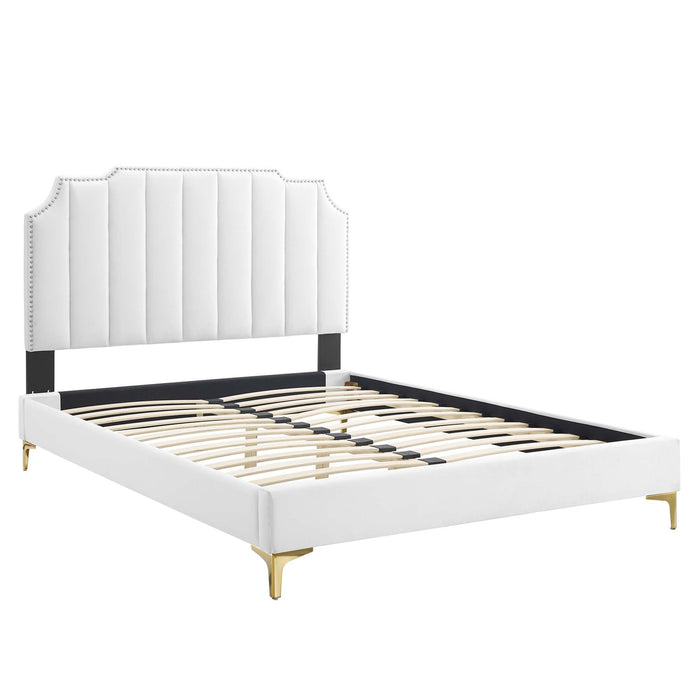 Colette King Performance Velvet Platform Bed