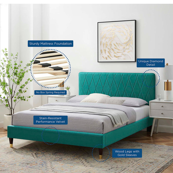 Phillipa Performance Velvet Twin Platform Bed