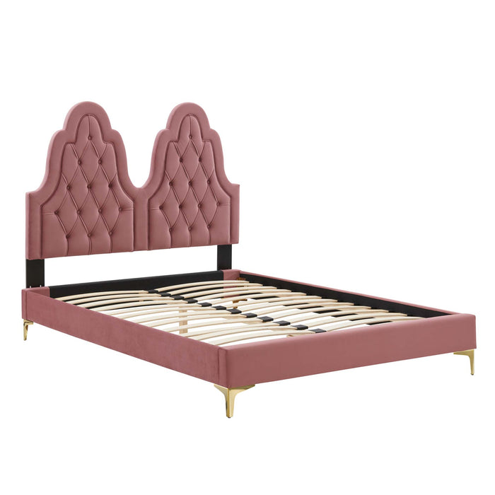 Alexandria Tufted Performance Velvet Twin Platform Bed