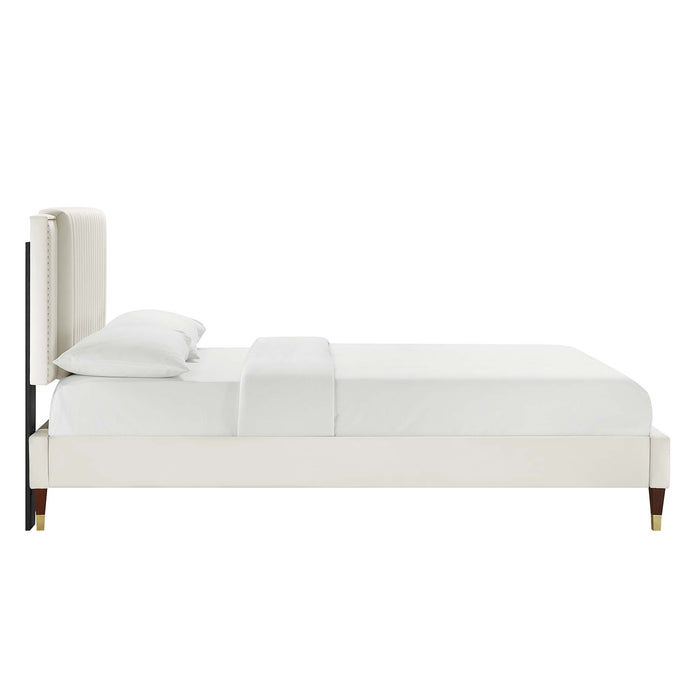 Zahra Channel Tufted Performance Velvet Queen Platform Bed