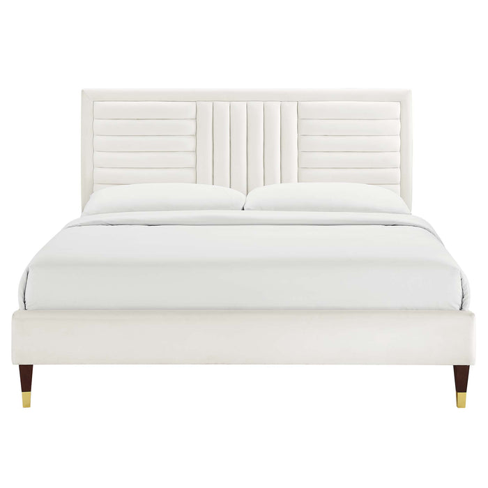 Sofia Channel Tufted Performance Velvet Queen Platform Bed