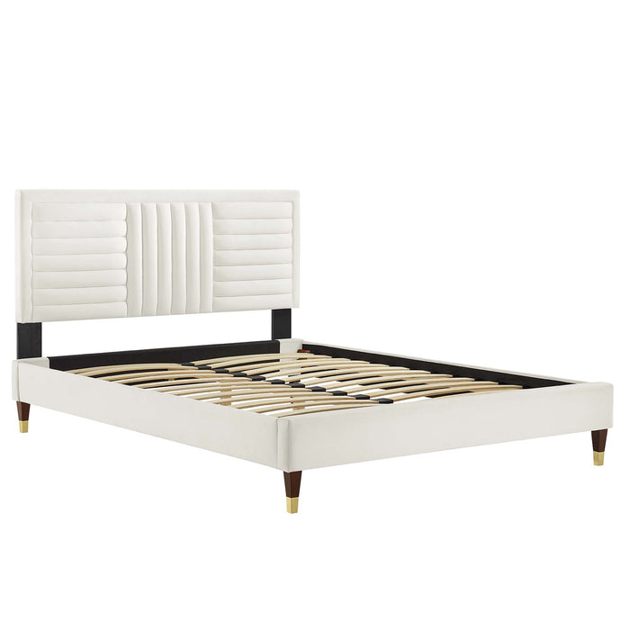 Sofia Channel Tufted Performance Velvet Queen Platform Bed