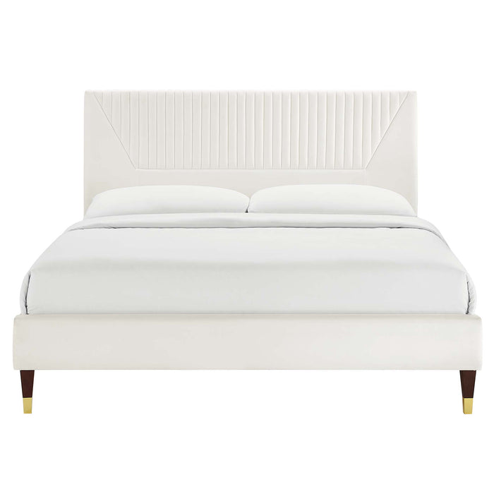 Yasmine Channel Tufted Performance Velvet Queen Platform Bed