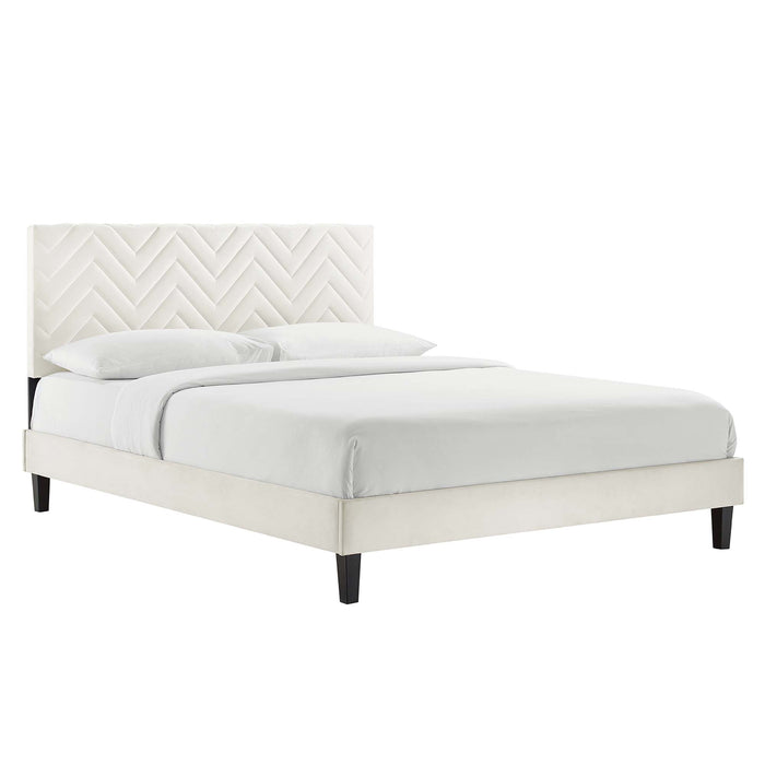 Leah Chevron Tufted Performance Velvet Queen Platform Bed