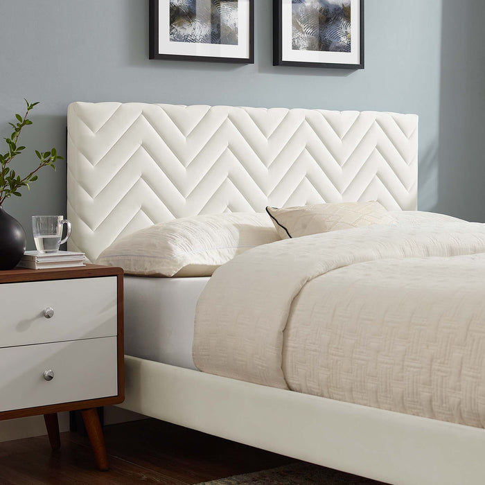 Leah Chevron Tufted Performance Velvet Queen Platform Bed