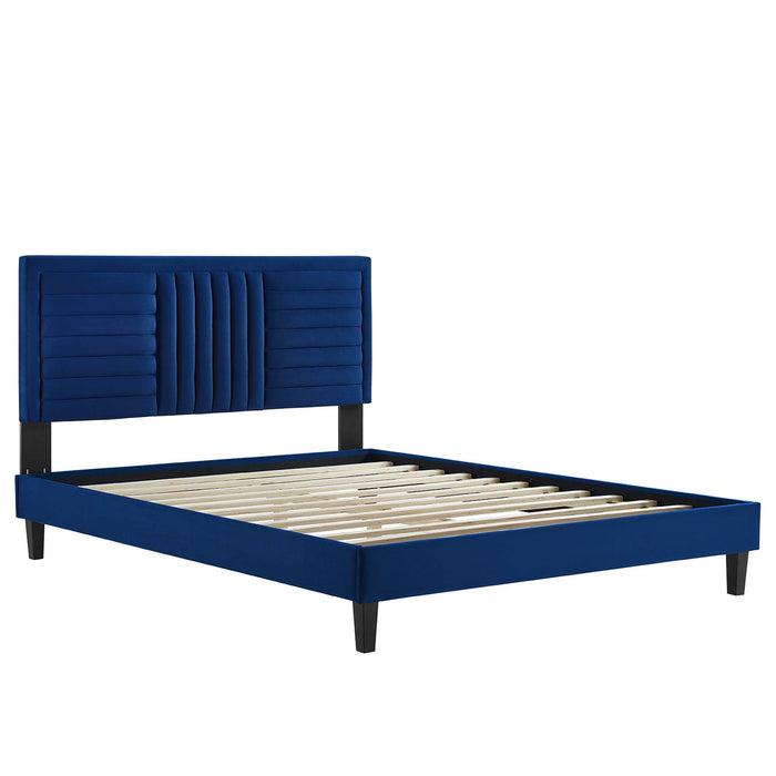 Sofia Channel Tufted Performance Velvet Queen Platform Bed