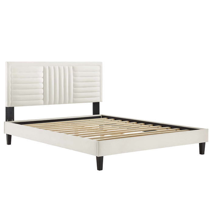 Sofia Channel Tufted Performance Velvet Queen Platform Bed