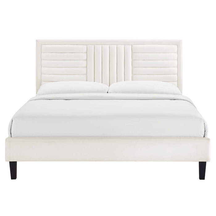 Sofia Channel Tufted Performance Velvet Queen Platform Bed