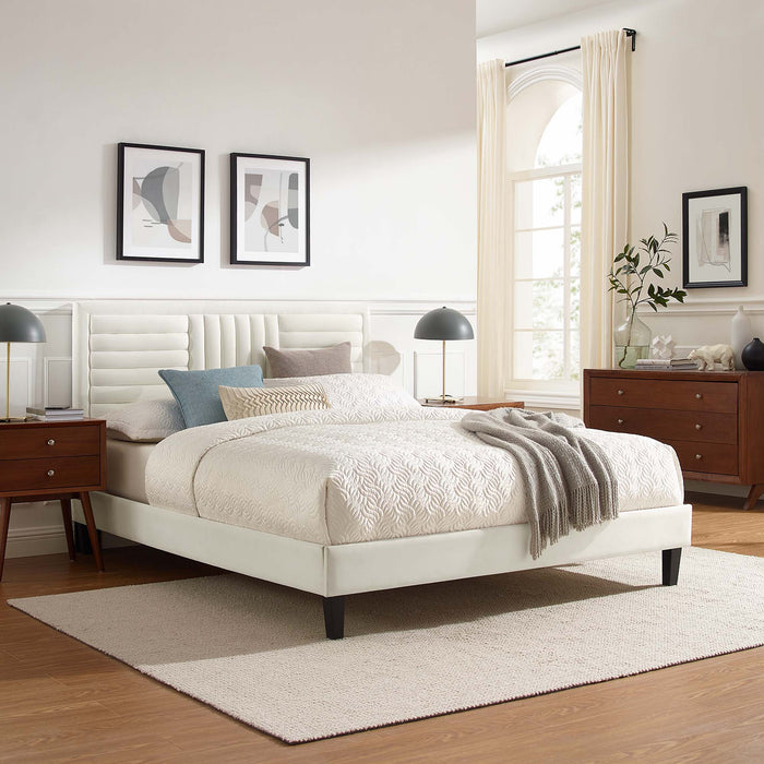 Sofia Channel Tufted Performance Velvet Queen Platform Bed