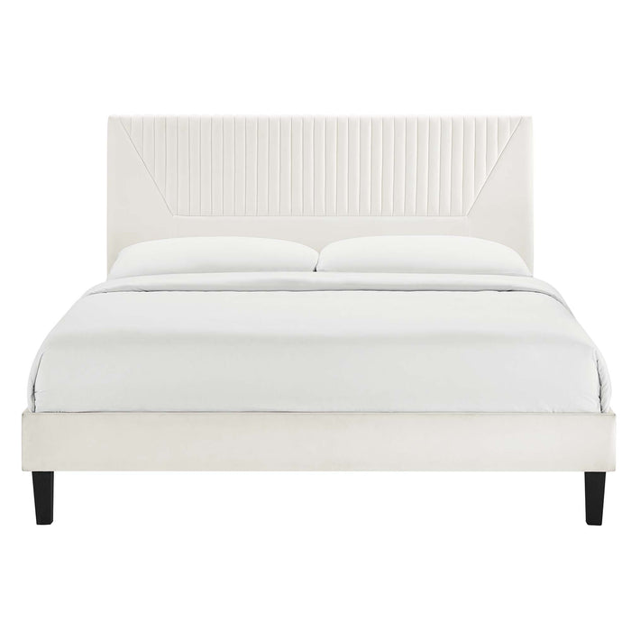 Yasmine Channel Tufted Performance Velvet Queen Platform Bed