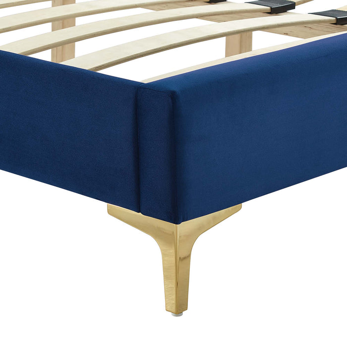 Zahra Channel Tufted Performance Velvet Queen Platform Bed