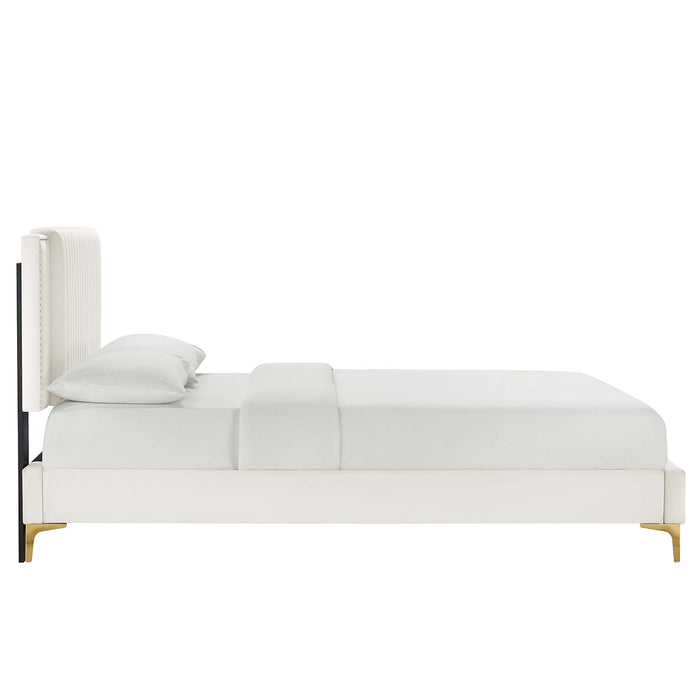 Zahra Channel Tufted Performance Velvet Queen Platform Bed