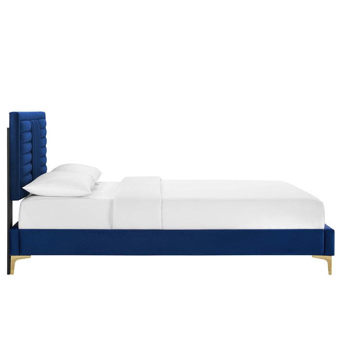 Sofia Channel Tufted Performance Velvet Queen Platform Bed