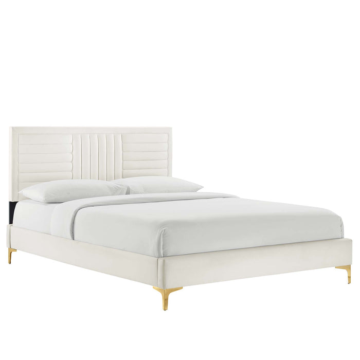 Sofia Channel Tufted Performance Velvet Queen Platform Bed