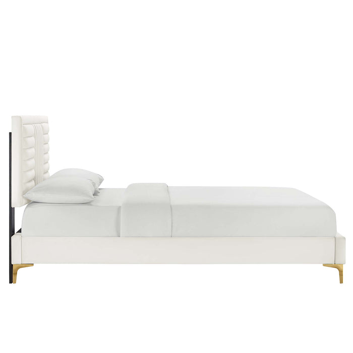 Sofia Channel Tufted Performance Velvet Queen Platform Bed