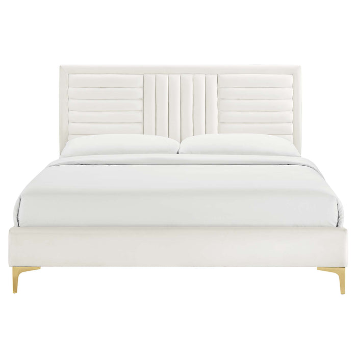 Sofia Channel Tufted Performance Velvet Queen Platform Bed