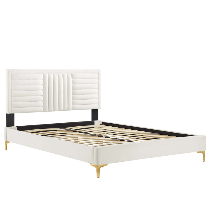 Sofia Channel Tufted Performance Velvet Queen Platform Bed