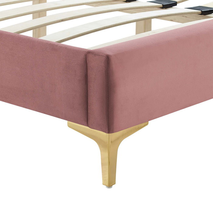 Yasmine Channel Tufted Performance Velvet Queen Platform Bed