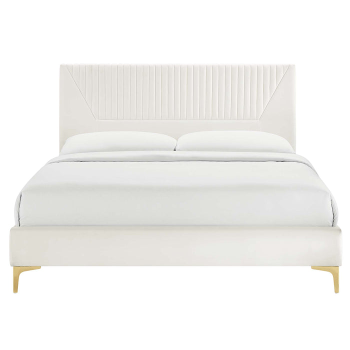 Yasmine Channel Tufted Performance Velvet Queen Platform Bed