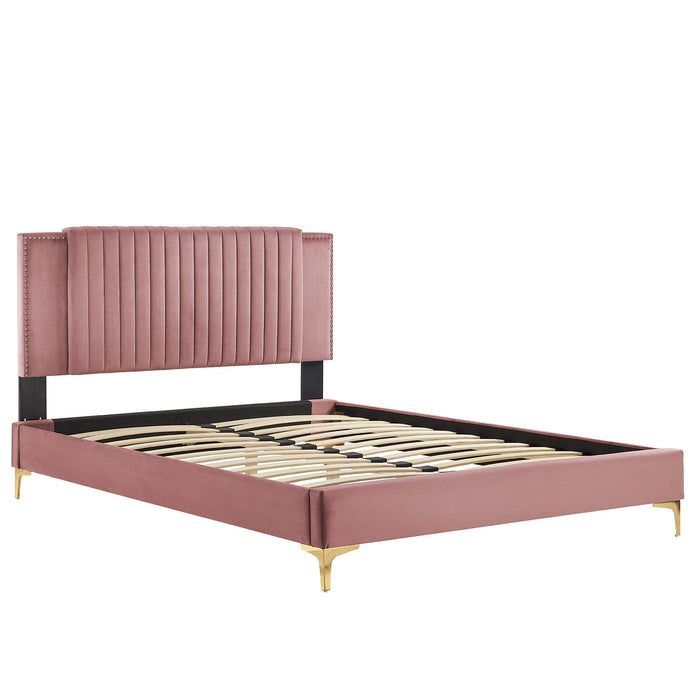 Zahra Channel Tufted Performance Velvet Twin Platform Bed