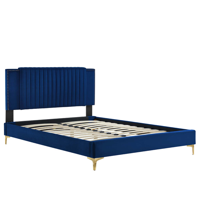 Zahra Channel Tufted Performance Velvet Twin Platform Bed