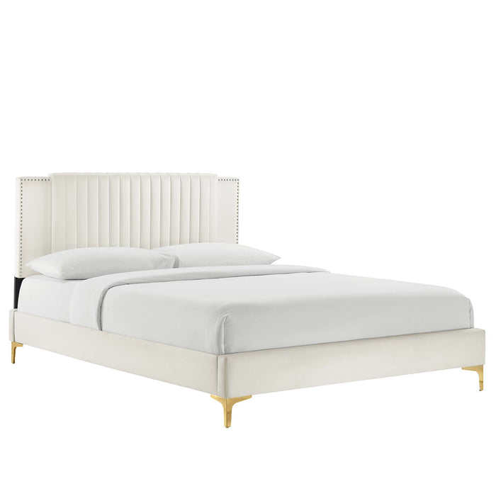 Zahra Channel Tufted Performance Velvet Twin Platform Bed